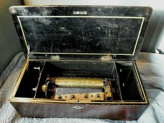Antique Swiss Music Box Size 15 X 8 Inches