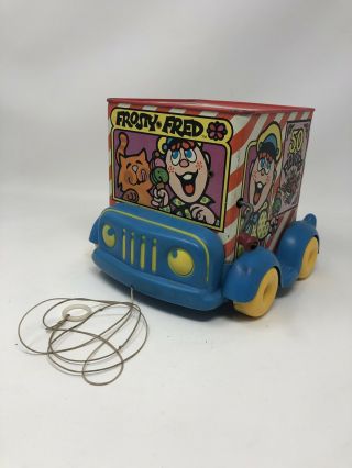 Mattel 1969 Frosty Fred Tin Litho Jack In The Music Box Musical Toy W/ Wheels