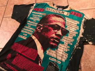 Mosquitohead Malcolm X Xl 1991 Acid Wash Bleach Shirt Vtg Wanda Mlk Jfk