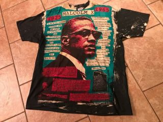 MOSQUITOHEAD MALCOLM X XL 1991 ACID WASH BLEACH SHIRT VTG wanda mlk jfk 9