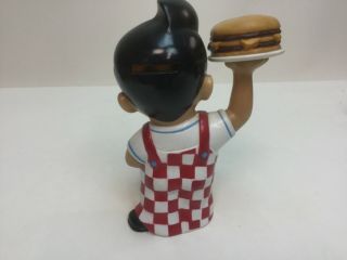 Vintage Bob ' s Big Boy Coin Money Piggy Bank Hard Vinyl W/ Hamburger Doll 5