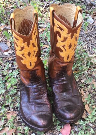Vintage Custom Handmade Snake Skin Western Cowboy Boots Mens 8.  5 D