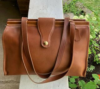 Coach Vintage 80s Usa Barclay British Tan Briefcase Leather Carryall Tote Bag