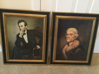 Rembrant Peale Vintage Framed Portraits Abe Lincoln Thomas Jefferson