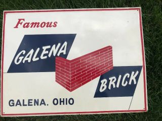 1960’s Vintage Metal Advertising Sign Galena Brick Company Embossed 18” X 24”