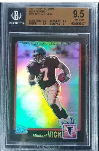 2001 Topps Chrome Michael Vick Rc Black Refractor Bgs 9.  5 With Rare Pop Of 4 