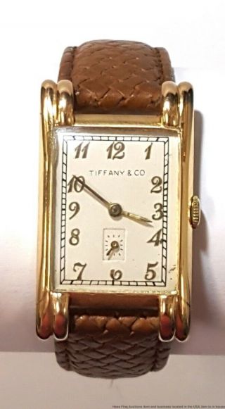 Rare Vintage 14k Gold Long Tiffany Co Double Tear Drop Lugs W/ Movado Movement