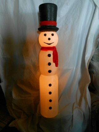 Vtg Slim Line Snow Man Christmas Blow Mold About 39 Inches Tall