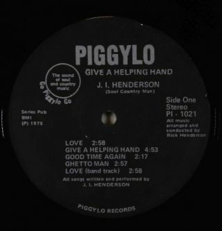 J.  I.  Henderson - Give A Helping Hand LP - Piggylo Rare Private Soul Funk VG,  MP3 2