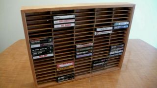 Vtg.  Wood Cassette Tape Rack Storage Holder Napa Valley Box Co 100 Slot