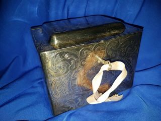 Silver Plated Tea Caddy Box Chest With Key