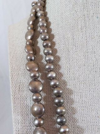 Vintage Signed Sterling Silver Large Brutalist Pendant Ball Bead Chain Necklace 4