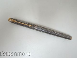Vintage Parker 75 Cisele Sterling Silver Fountain Pen Gf Split Arrow Cap 65 Nib