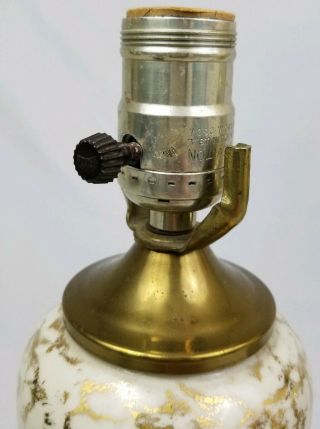 Mid - Century Modern Ceramic White Gold Table Lamp Pair Atomic Sputnik Vintage 6