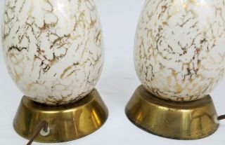 Mid - Century Modern Ceramic White Gold Table Lamp Pair Atomic Sputnik Vintage 7