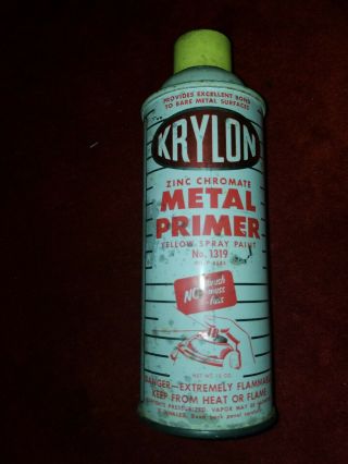 Vintage Rare Krylon 13oz Metal Primer Yellow 1319 Spray Paint Can Graffiti Art