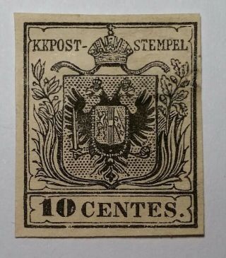Italian States Lombardy Venetia V Rare 1857 10c,  Gum €24000.