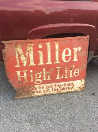 Vtg Miller High Life Beer Metal Sign Barn Find Rough Antique Big Display Sign