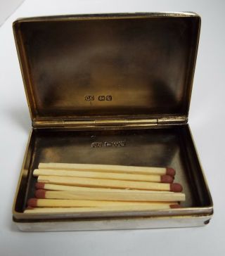 Lovely Rare Design English Antique 1920 Sterling Silver Vesta Match Box