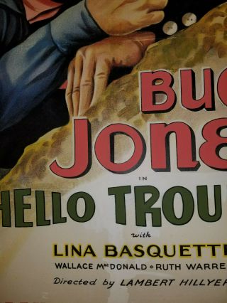 1932 Buck Jones - RARE Hello Trouble Stone Litho one sheet 5