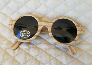 Vintage Victory Optical Suntimer Round Faux Blond Wood Sunglasses S - 523