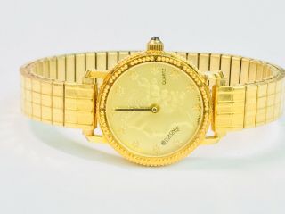 Vintage Dufonte Liberty Coin Women’s Quartz Wrist Watch Very Elegant (10614m)