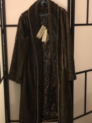 Vintage Brown Faux Mink Fur Dennis Basso Full Length Coat 2