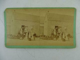 Antique Marshfield Ma M.  Chandler Photograph Stereoview Kingston Farm House Vtg