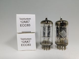 Telefunken 12ax7 Ecc83 Matched Vintage Vacuum Tube Pair Smooth Plates (test 91)