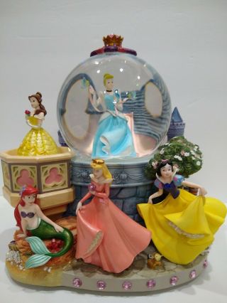 Vtg Disney Princesses Musical Snow Globe Dream Is A Wish Ariel Snow Daughters