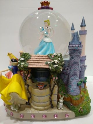 Vtg Disney Princesses Musical Snow Globe Dream Is A Wish Ariel Snow Daughters 4