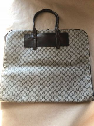 Authentic Gucci Vintage Monogram Gg Canvas And Leather Garment Bag