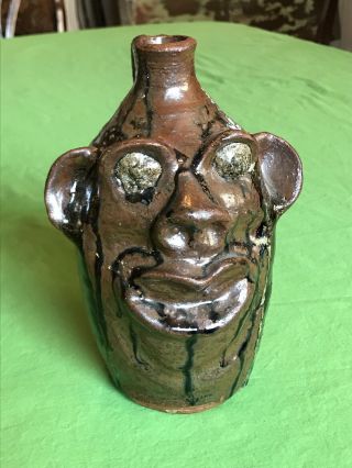 Marie Rodgers Meansville Georgia Folk Art Southern Pottery Face Jug Vintage