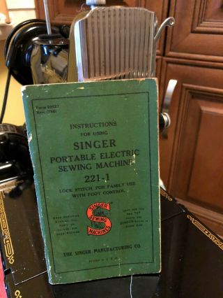 Vintage Singer Featherweight sewing machine 221 - 1 1951 w/ case book attachments 10