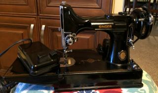 Vintage Singer Featherweight Sewing Machine 221 - 1 1951 W/ Case Book Attachments