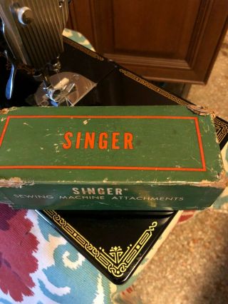 Vintage Singer Featherweight sewing machine 221 - 1 1951 w/ case book attachments 8