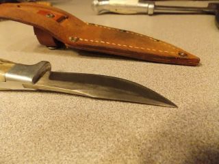 Vintage R.  H.  Ruana Bonner Montana Stag Handle Fixed Blade Knife w/Sheath 6 - 1/4 