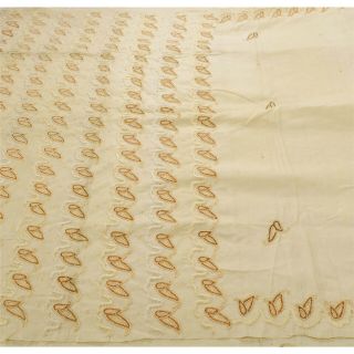 Sanskriti Vintage Golden Heavy Saree Pure Silk Hand Beaded Fabric Ethnic Sari