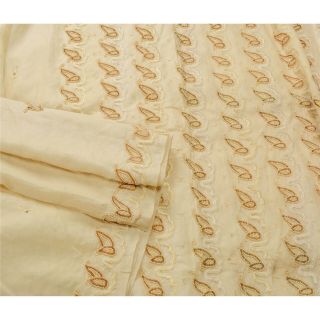 Sanskriti Vintage Golden Heavy Saree Pure Silk Hand Beaded Fabric Ethnic Sari 3