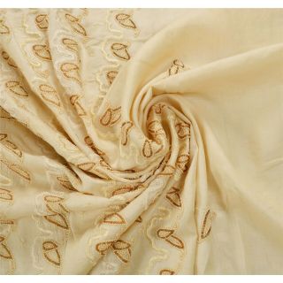 Sanskriti Vintage Golden Heavy Saree Pure Silk Hand Beaded Fabric Ethnic Sari 5