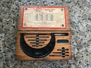Vintage Starrett No.  224,  2 " To 6 " Outside Micrometer Wood Box Set A