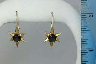 Vintage Dark Star 1.  5 ctw Black Star Sapphire 14k Gold Dangle Earrings 7