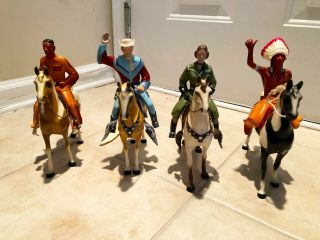 Vintage Hartland 1950s Roy Rogers,  Dale Evans,  Tonto & Indian With Horses Toys