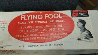 VINTAGE STERLING MODEL AIRPLANE KIT FLYING FOOL S12 Control Line 34 