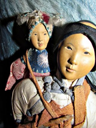 antique vintage chinese carved wood door of hope mission doll mother with baby 2