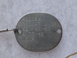 WWII 1942 US NAVY DOG TAG WITH THUMB PRINT AND CHAIN 2