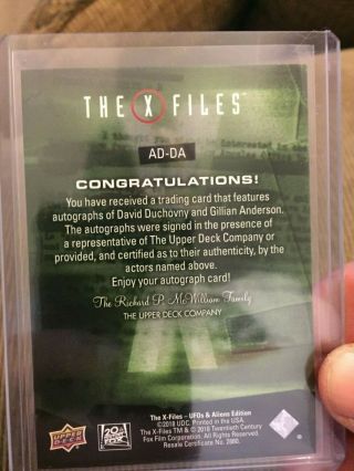 2019 Upper Deck X - Files David Duchovny Gillian Anderson Dual Auto rare 3