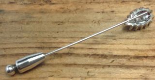 ANTIQUE 14K SOLID WHITE GOLD DIAMOND & RUBY STICK PIN 2.  5g.  (E26) 7