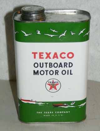 Texaco Motor Oil Qt Can Minty Outboard Authentic Vtg 1950s Empty Boat Graphics