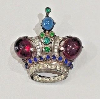 Vintage Sterling Silver Trifari Crown Jelly Belly Pin/brooch